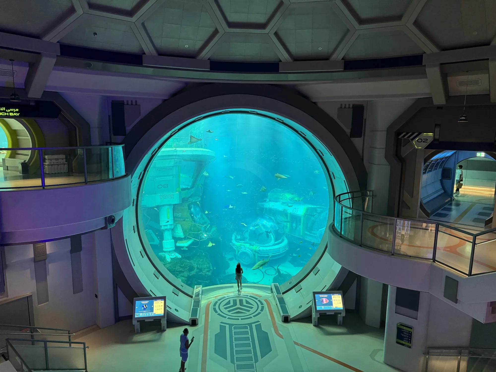 Riesiges rundes Aquarienfenster im Endless Ocean